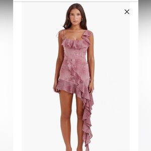 HOUSE OF CB - Lyrah Ruffle Tie Strap Minidress - XS
